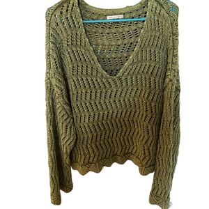 Olive Green American Eagle Crochet Sweater